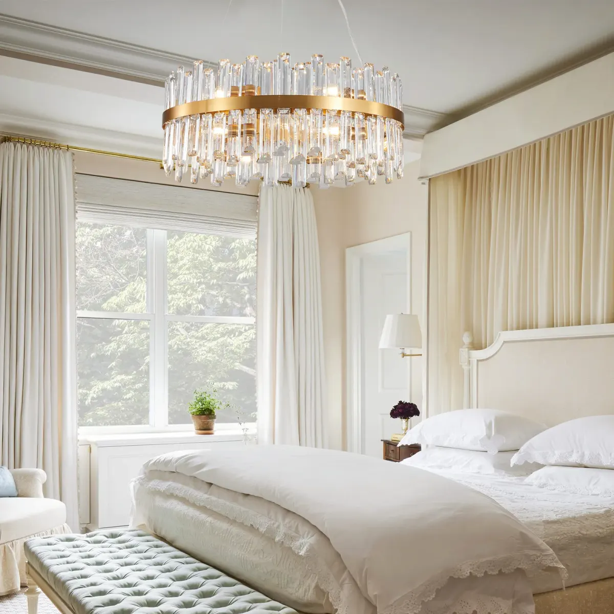Crystal chandelier, 23.6 in, gold (L005021-D600-P12G), view 7
