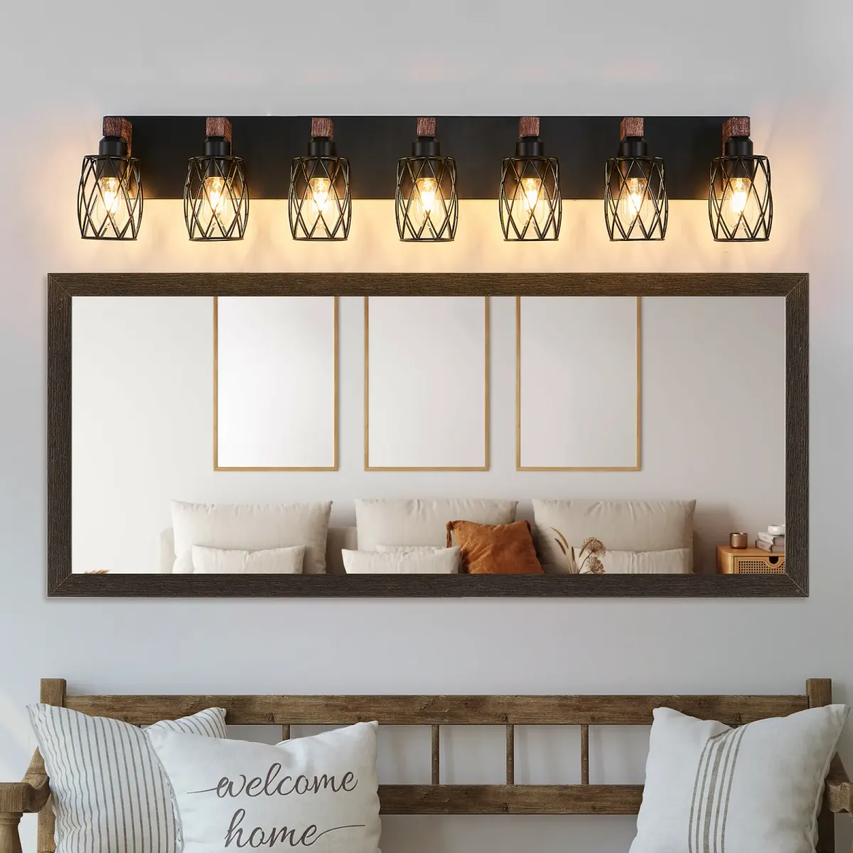 Cage wall sconce, 7 lights, walnut, view 3