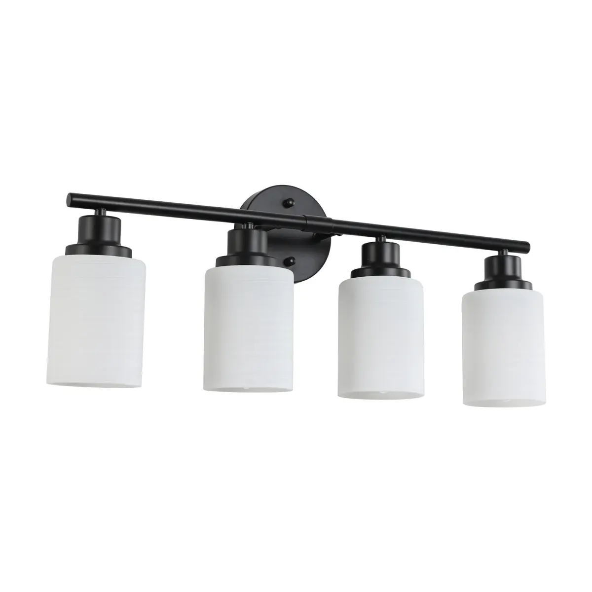 Frosted glass vanity sconce, 4 lights, black, view 7