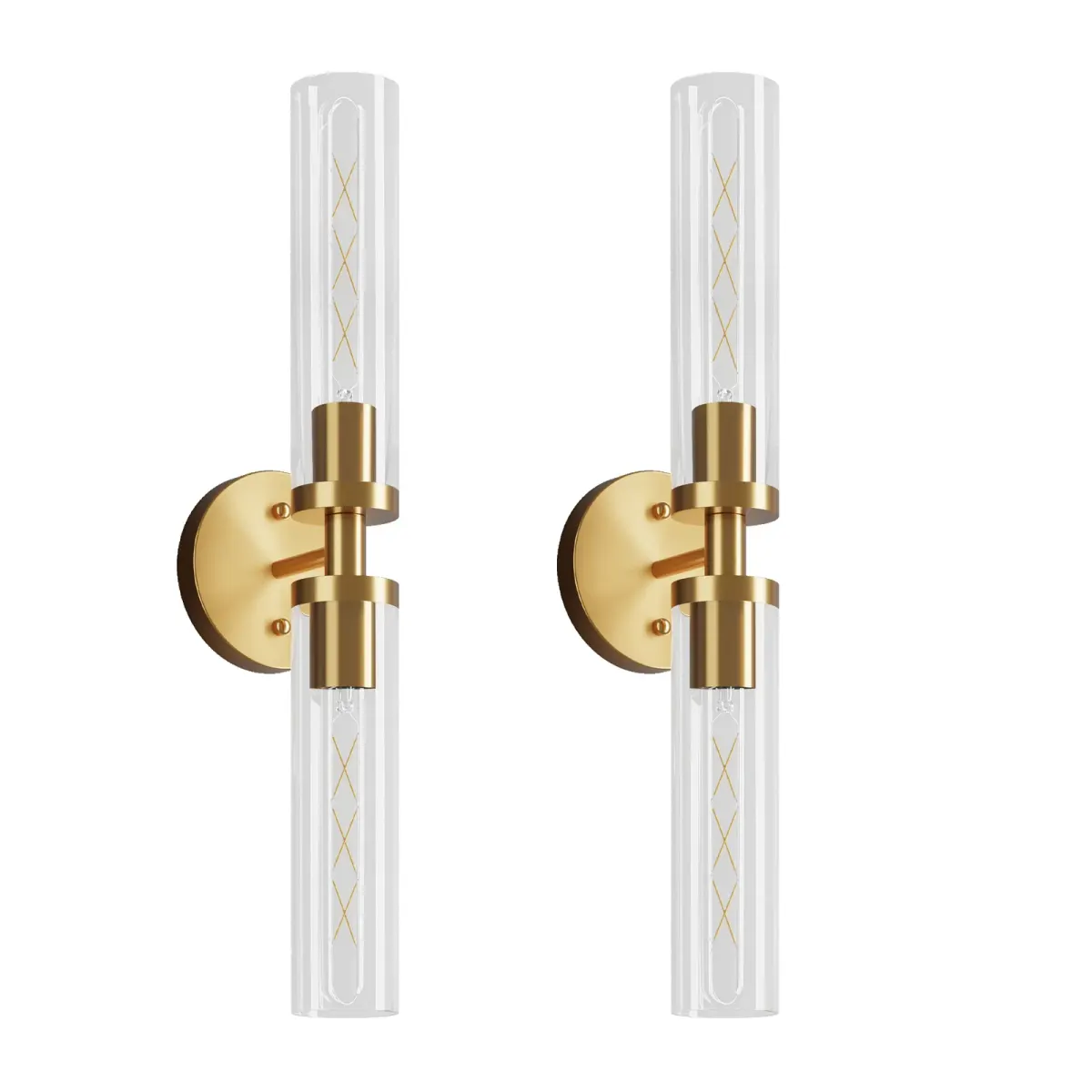 Clear glass wall sconce, 21.7 in, gold, view 5