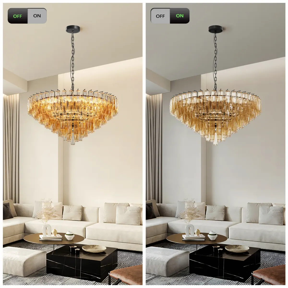 14-light tiered chandelier, black, manufacturer image 1