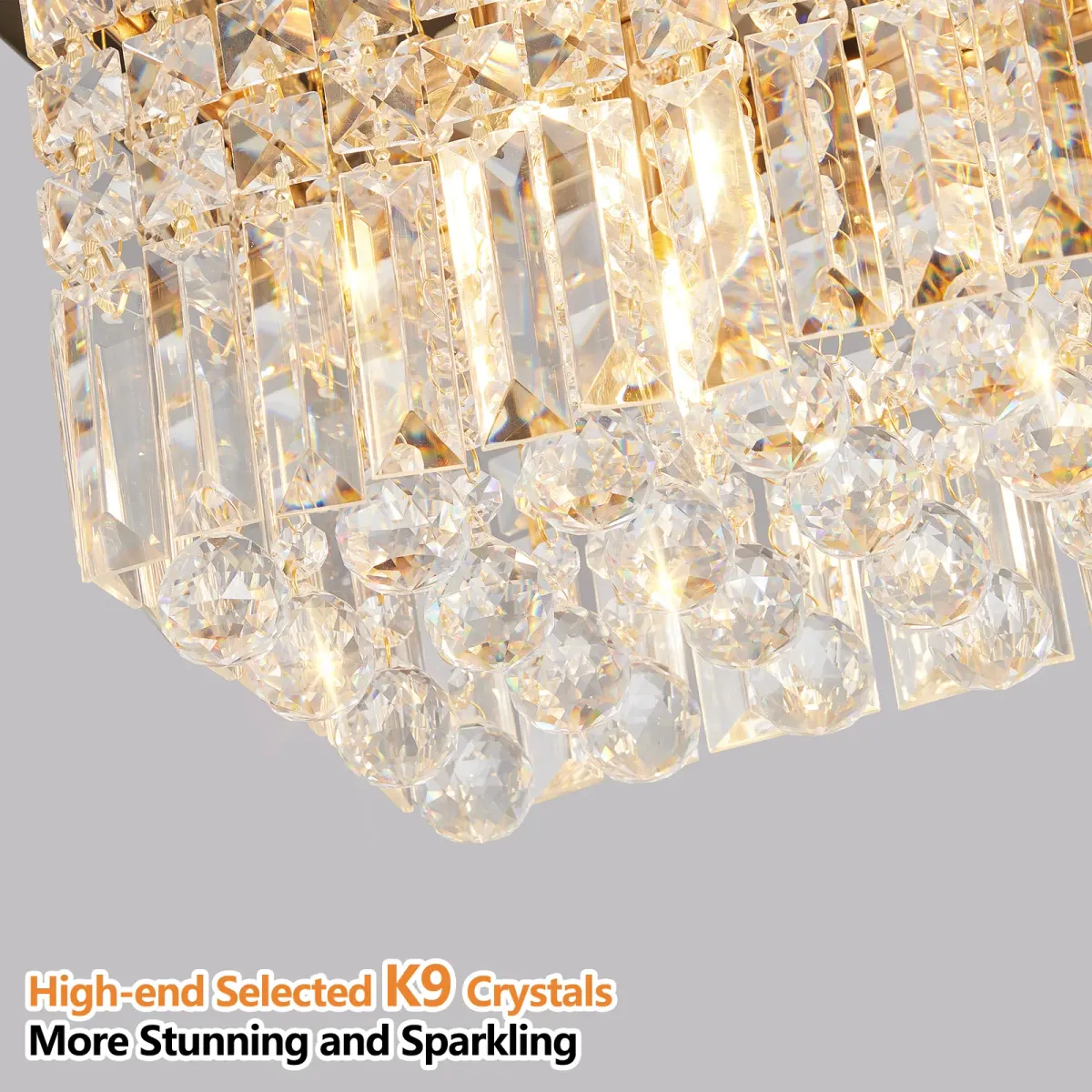 Raindrop crystal chandelier, 8 lights, gold, manufacturer image 3