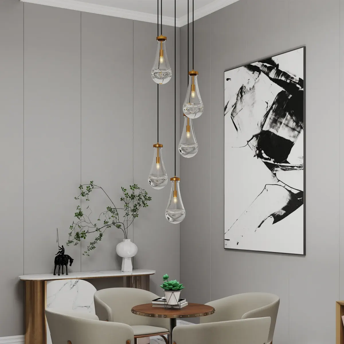 5-light chandelier, gold, view 6