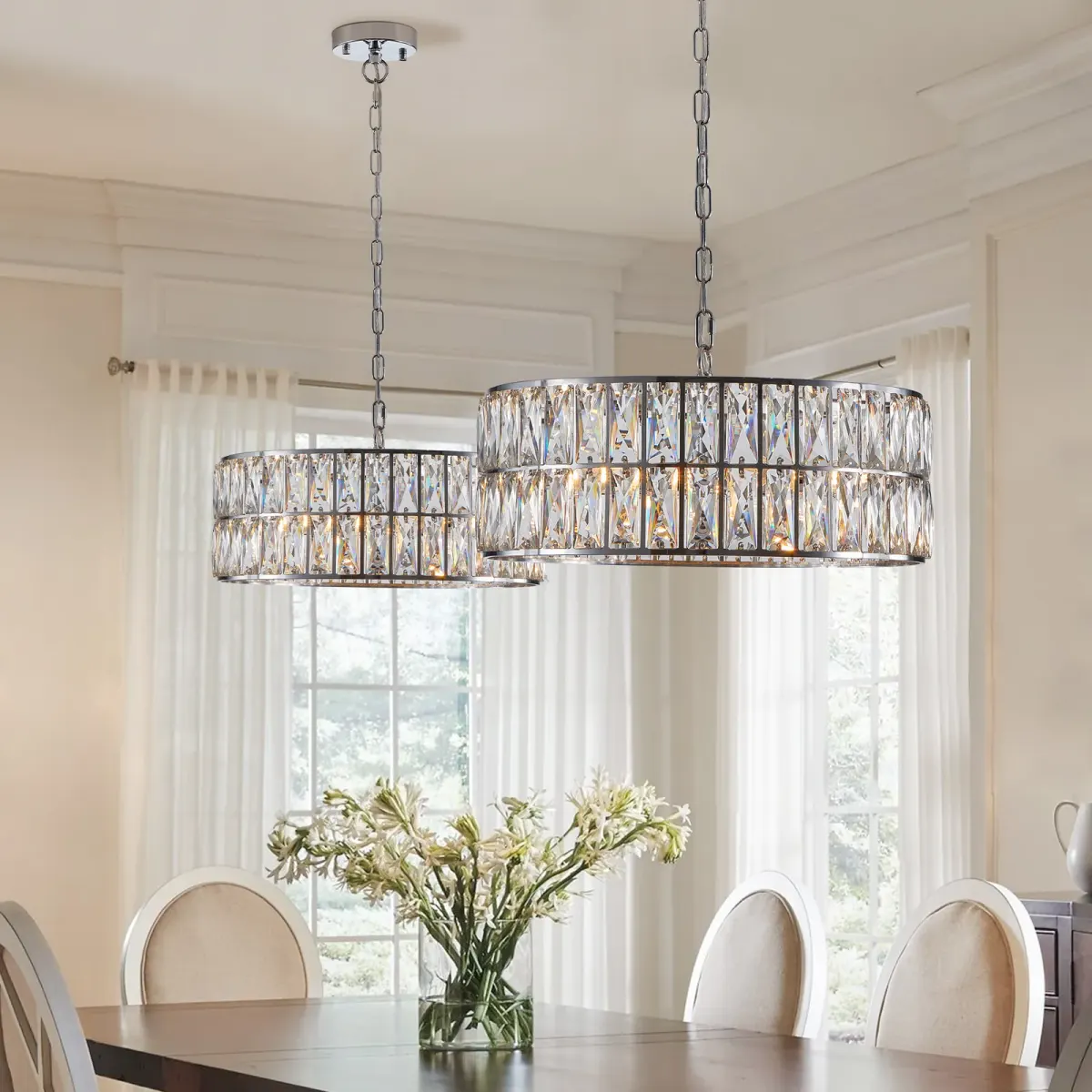 Crystal chandelier, 17.7 in, chrome, view 2