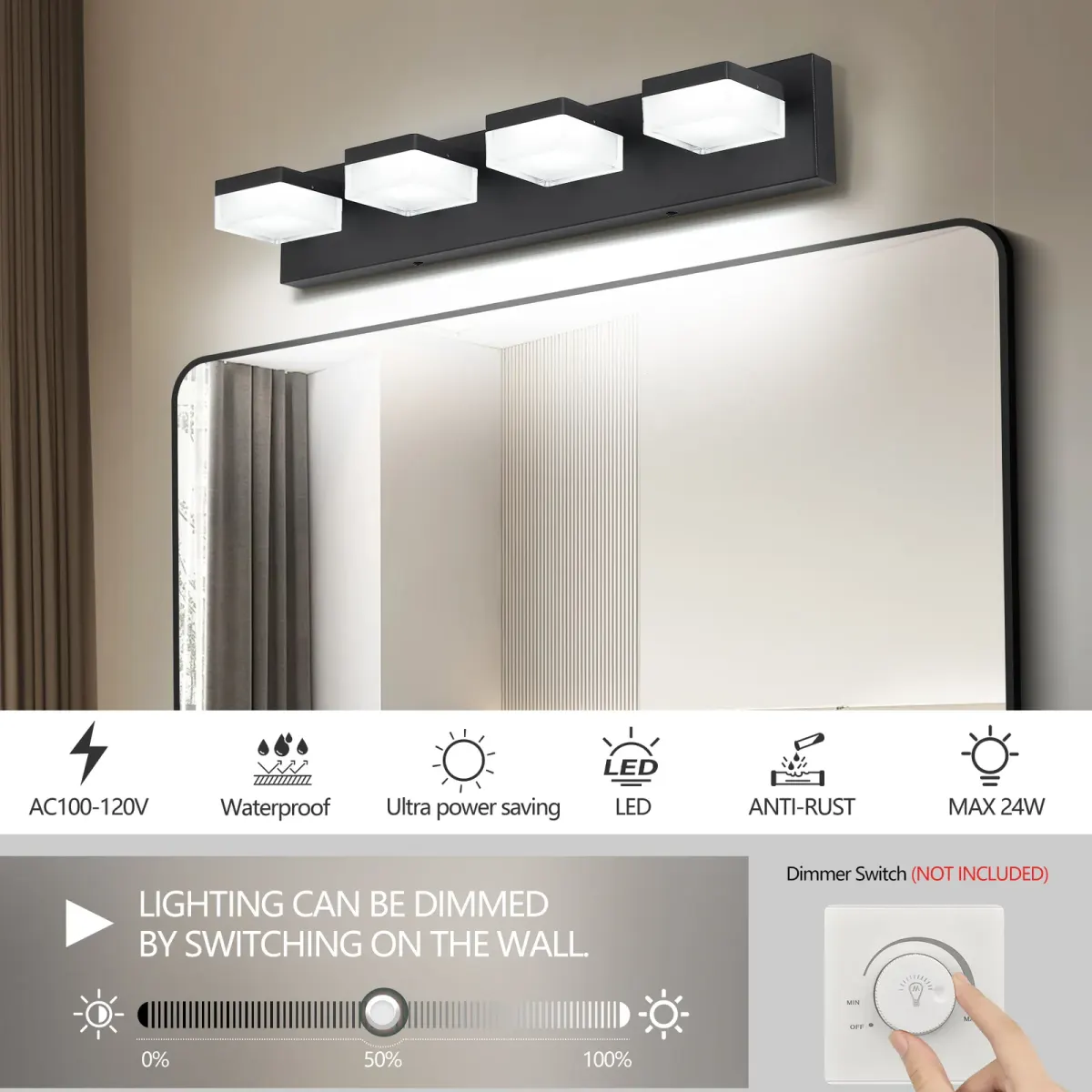 4-light vanity light, black, manufacturer image 2