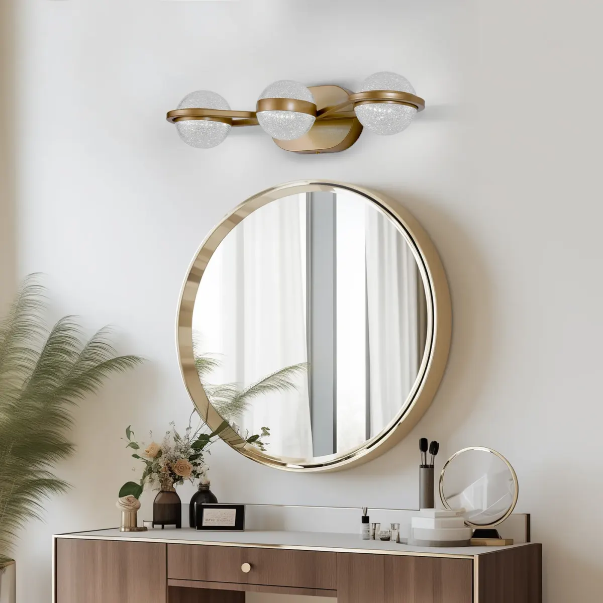 Acrylic crystal vanity bar, 21.1 in, gold, view 4