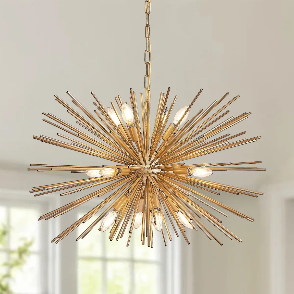 12-light sputnik chandelier, gold, view 4