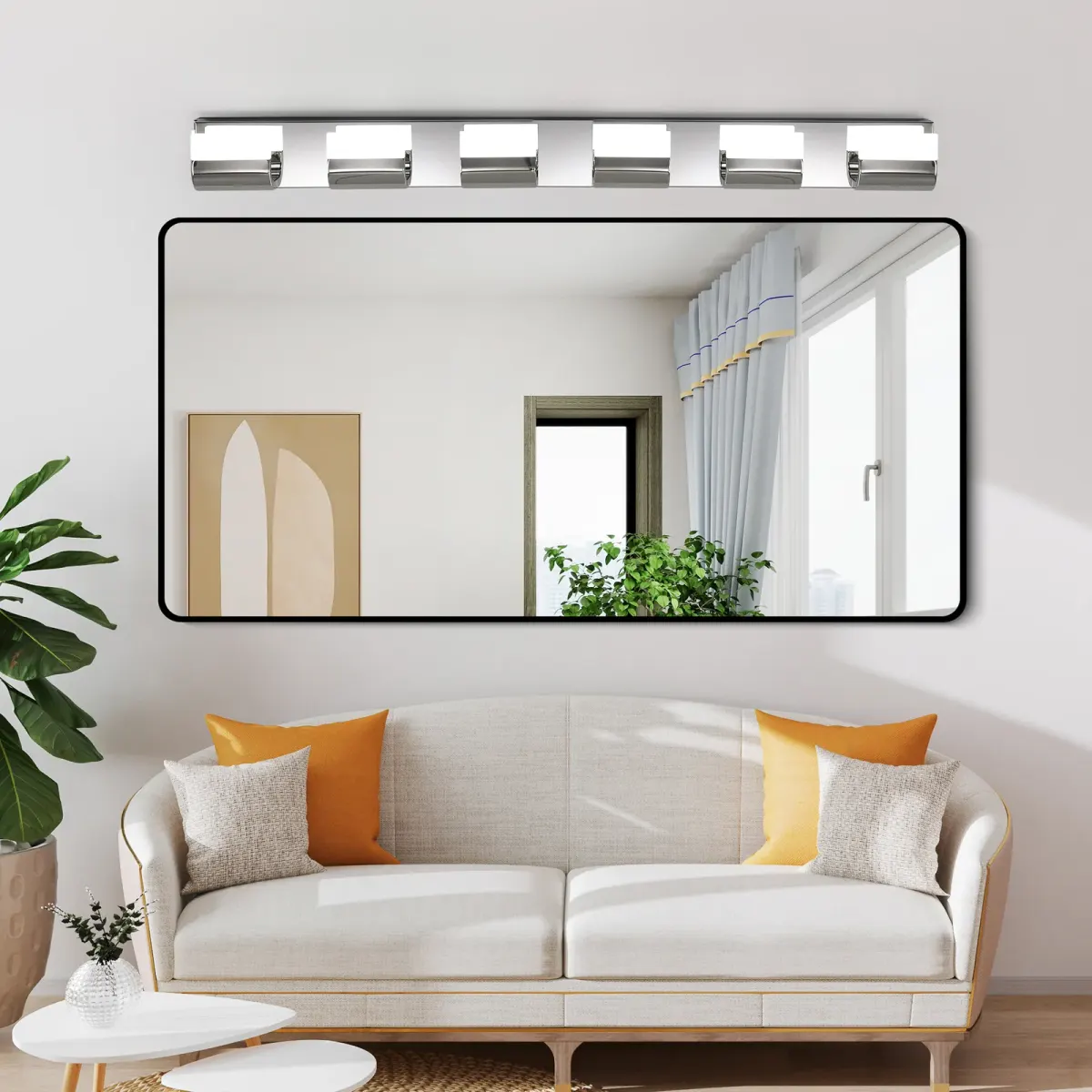 LED vanity bar, 6 lights, chrome
