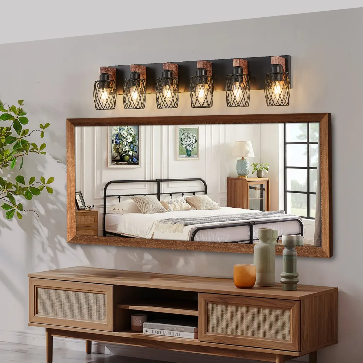 Cage wall sconce, 6 lights, walnut, view 7