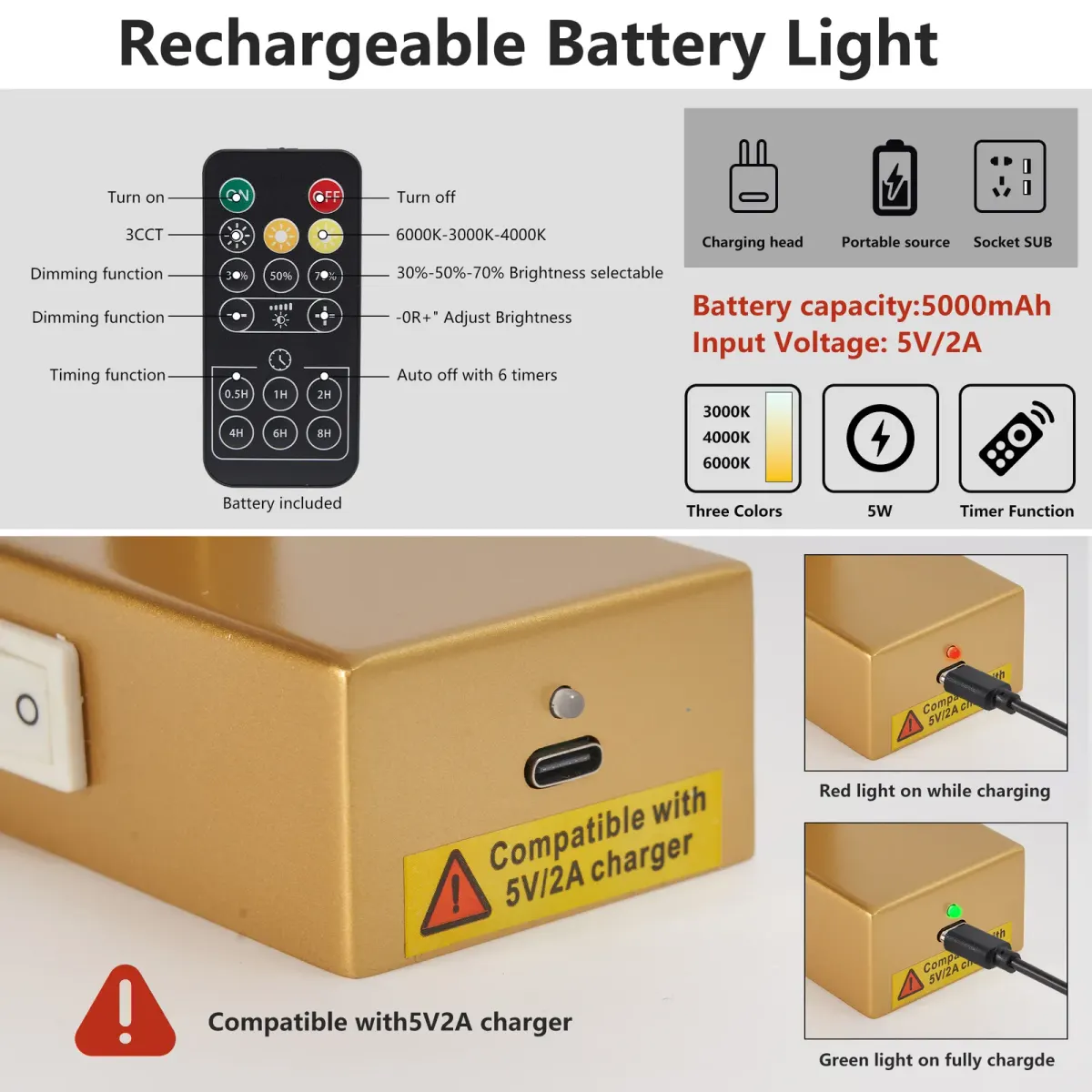LED picture light, 15.9 in, gold, manufacturer image 4