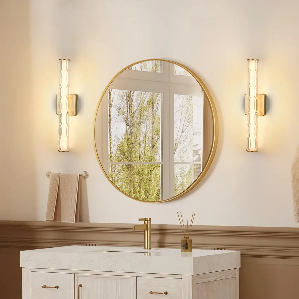Crystal vanity bar, 4.7 in, gold, view 4