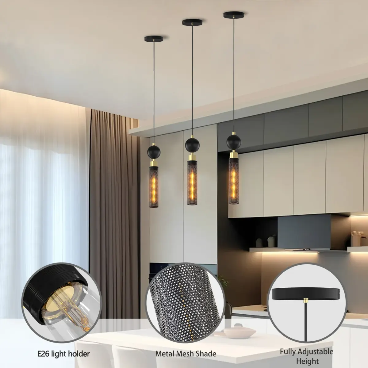Chandelier, 2.8 in, black, manufacturer image 1