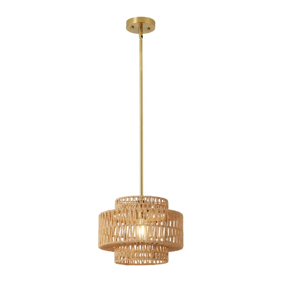 1-light rattan chandelier, brown, brown