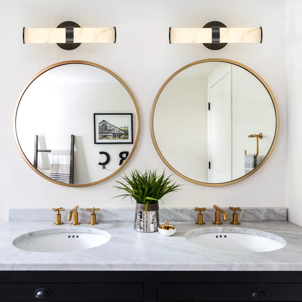 Marble wall sconce, 5.5 in, 5.5 in, black, view 5