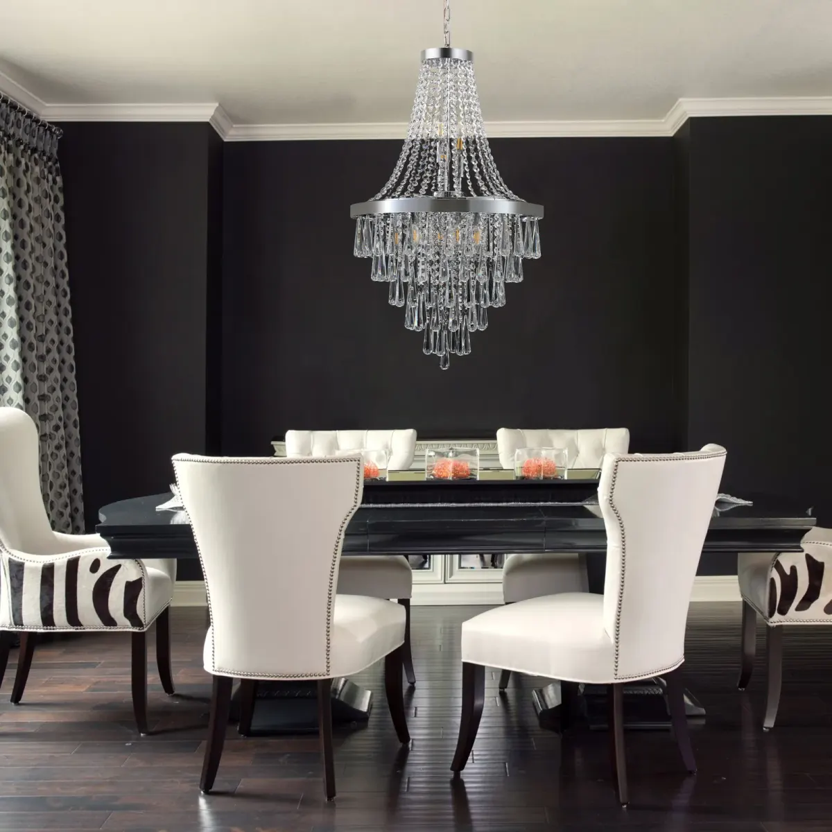 Crystal tiered chandelier, 11 lights, 11 lights, chrome, view 5