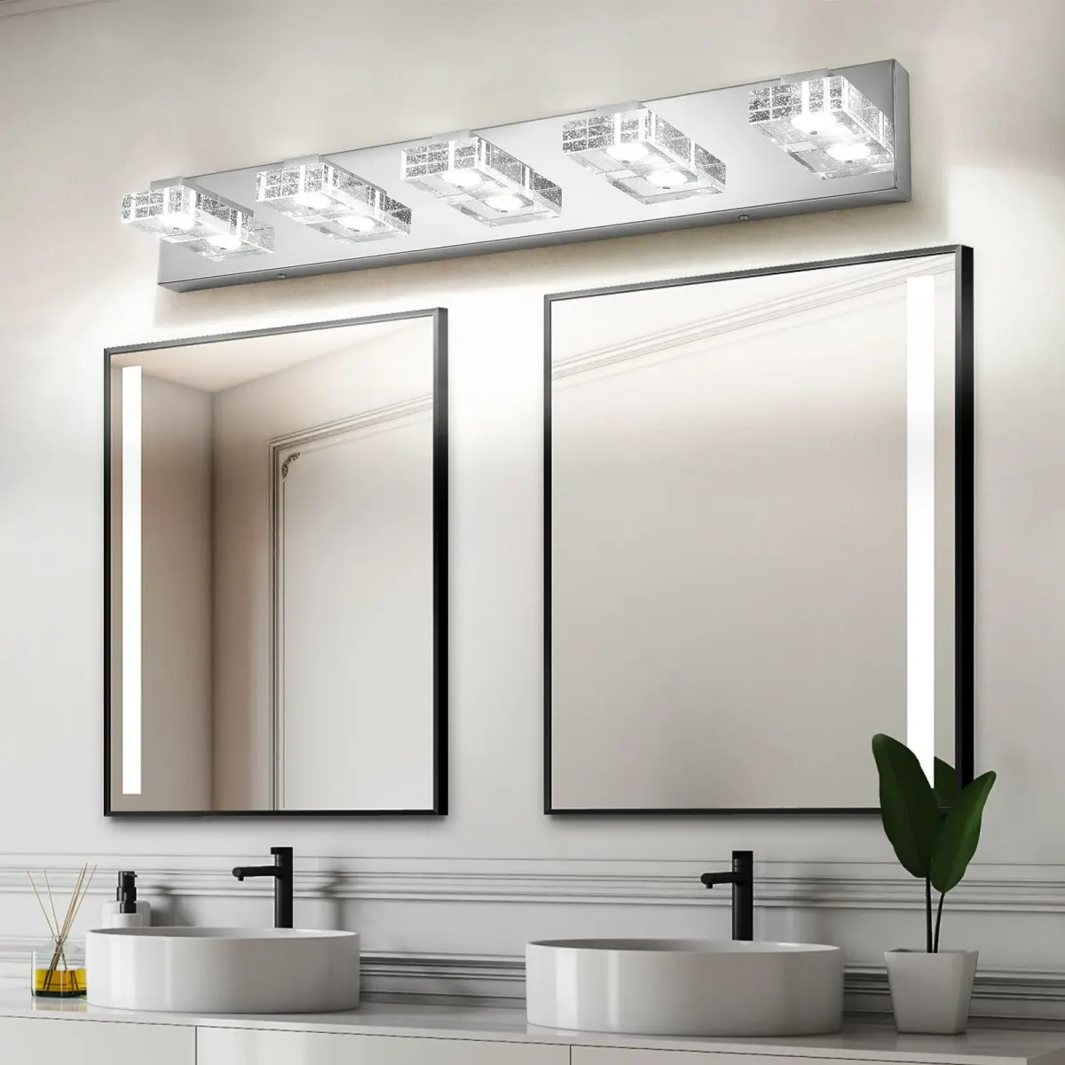 Acrylic vanity bar, 5–6 lights, 5 lights, chrome, view 2
