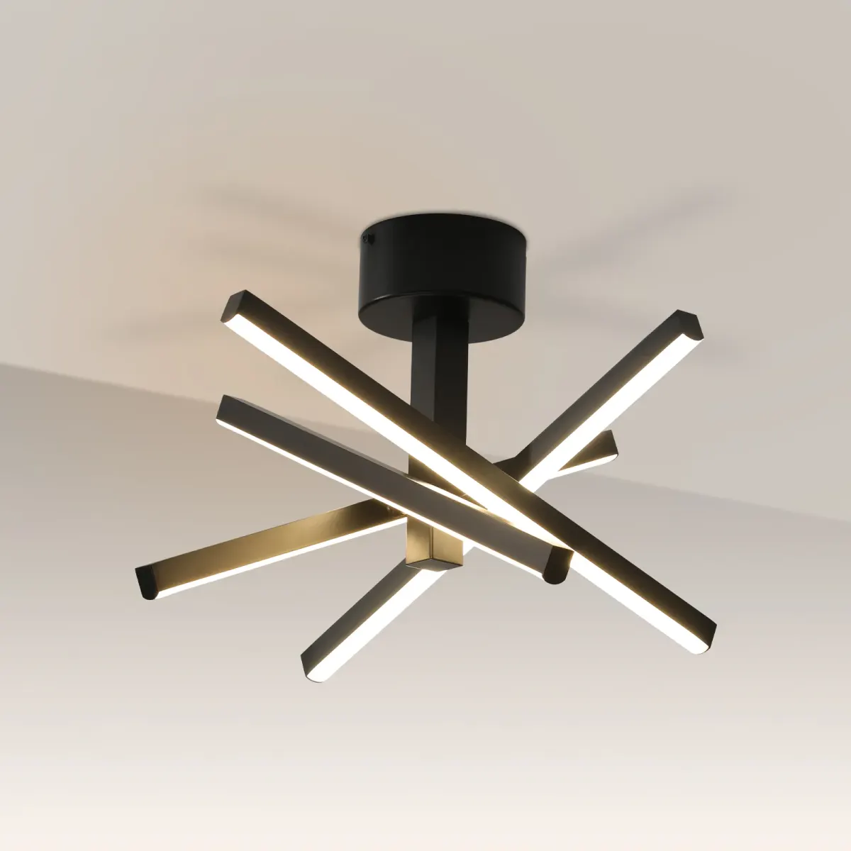 Geometric ceiling light, 12 in, black, view 3