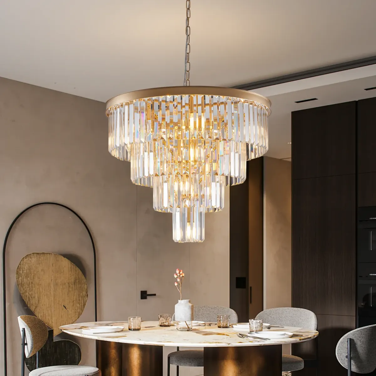 Crystal chandelier, 23.6 in, gold (L005006-D600-P12G), view 4