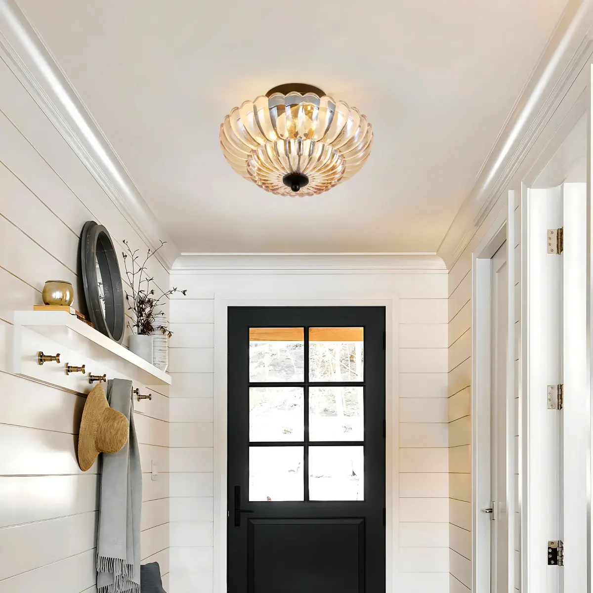 Glass semi-flush mount, 11.8 in, amber, view 3