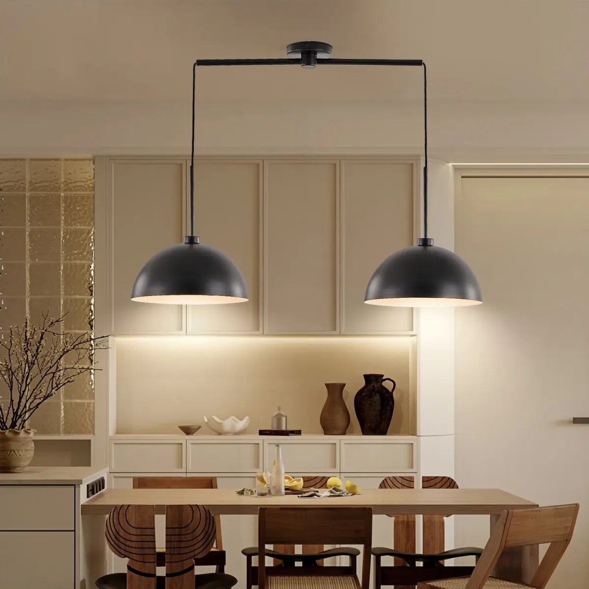 Double pendant, 41.3 in, matte black, manufacturer image 2