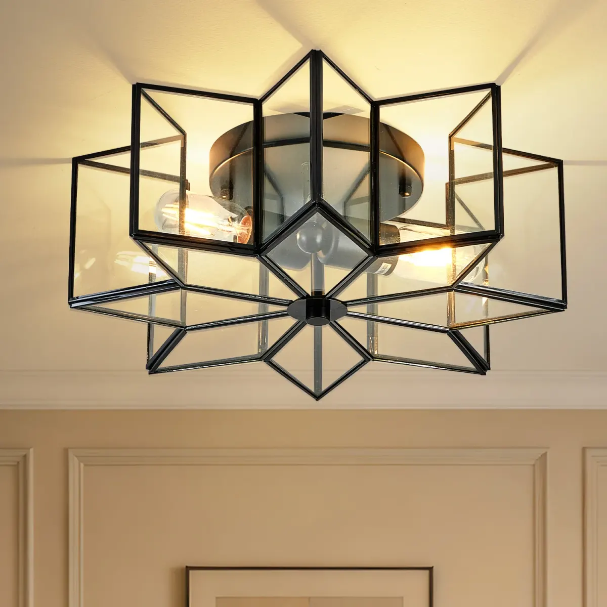 2-light clear glass flush mount (L039002-D400-C2B)