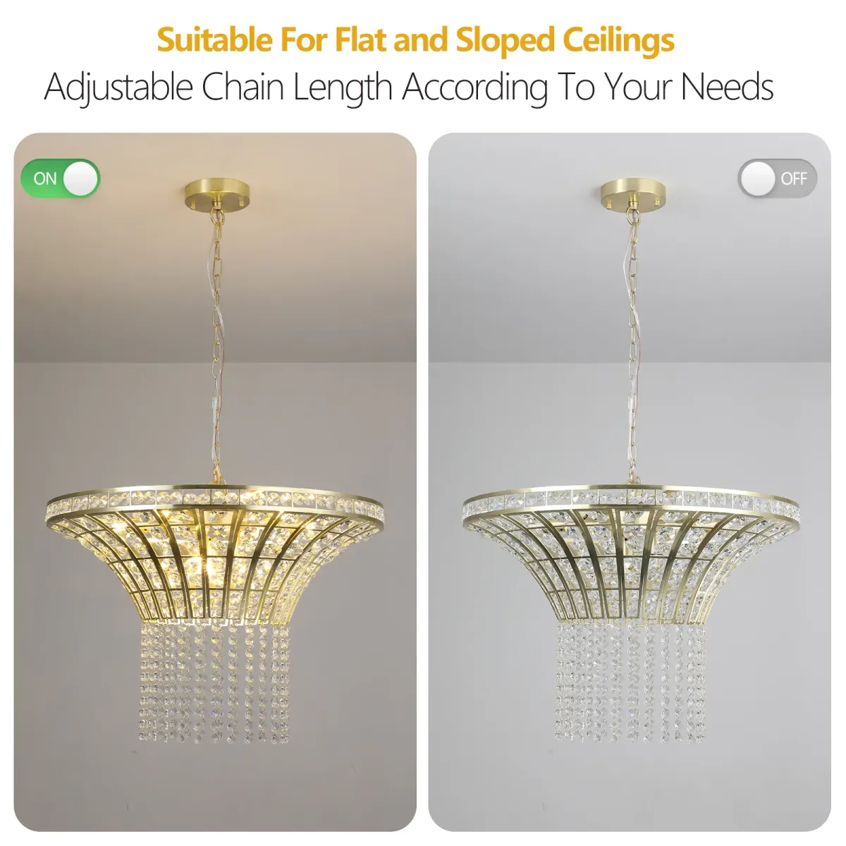 8-light crystal chandelier, 23.6 in, clear, manufacturer image 3