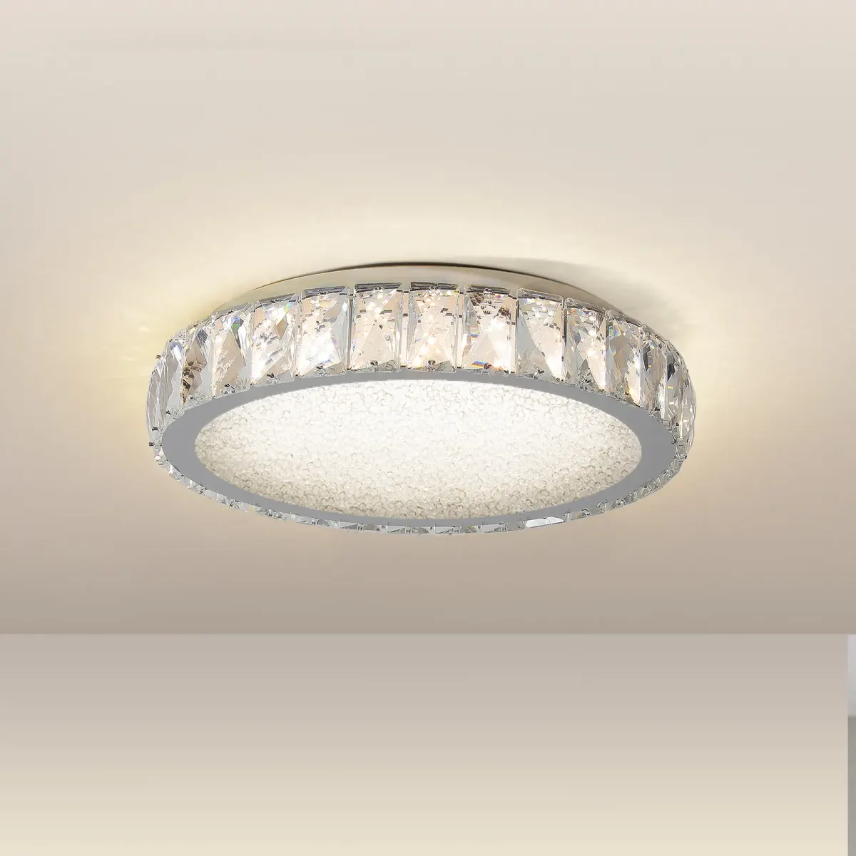 Crystal flush mount, 13.8 in, chrome, view 4