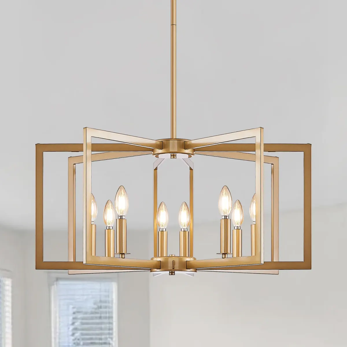 8-light geometric chandelier, gold, view 4