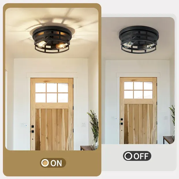 2-light flush mount, 11 in, black, view 5