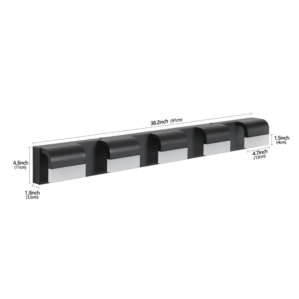 LED vanity bar, 5 lights, black, view 6