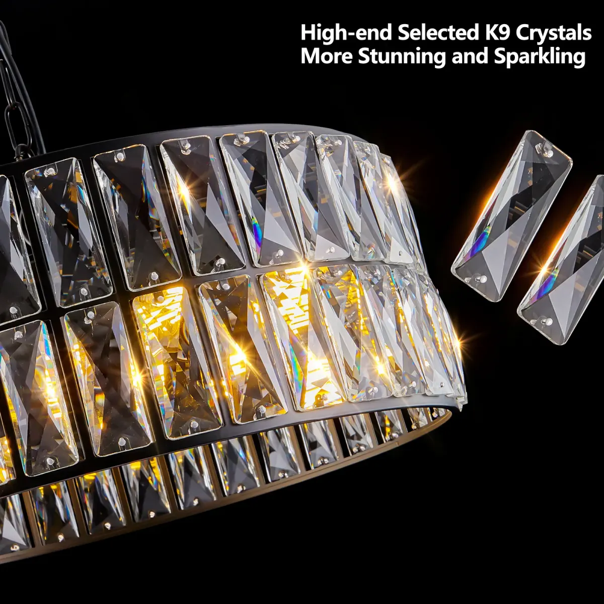 6-light crystal drum chandelier, black, manufacturer image 2