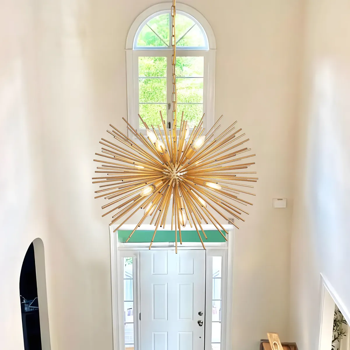 12-light sputnik chandelier, gold, view 3