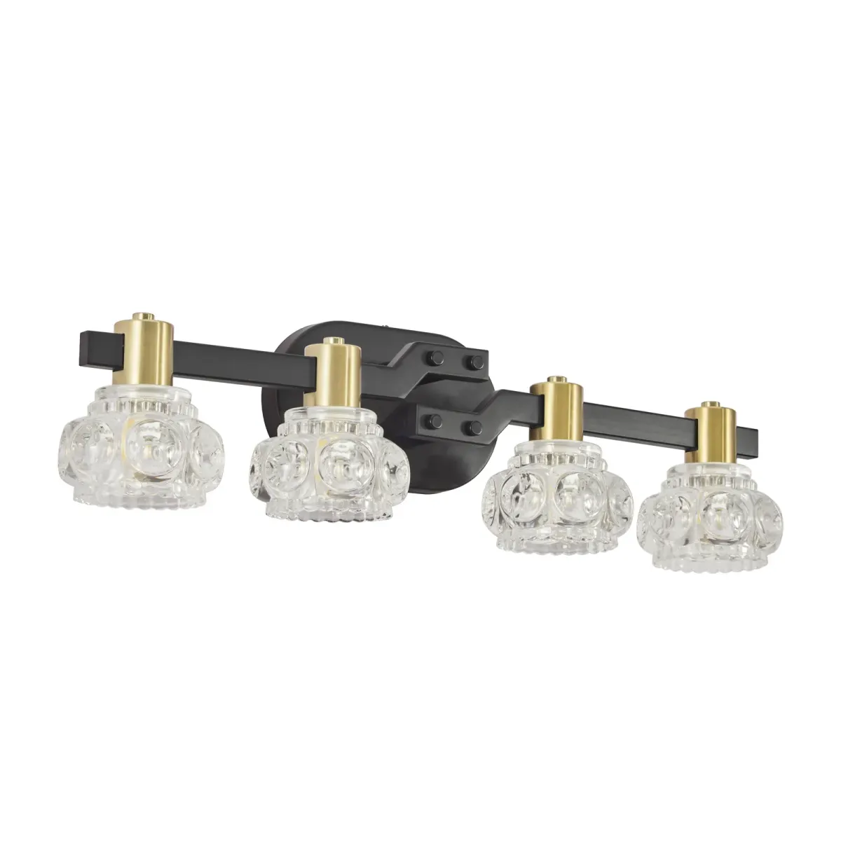 4-light crystal vanity light, black,golden, black,golden
