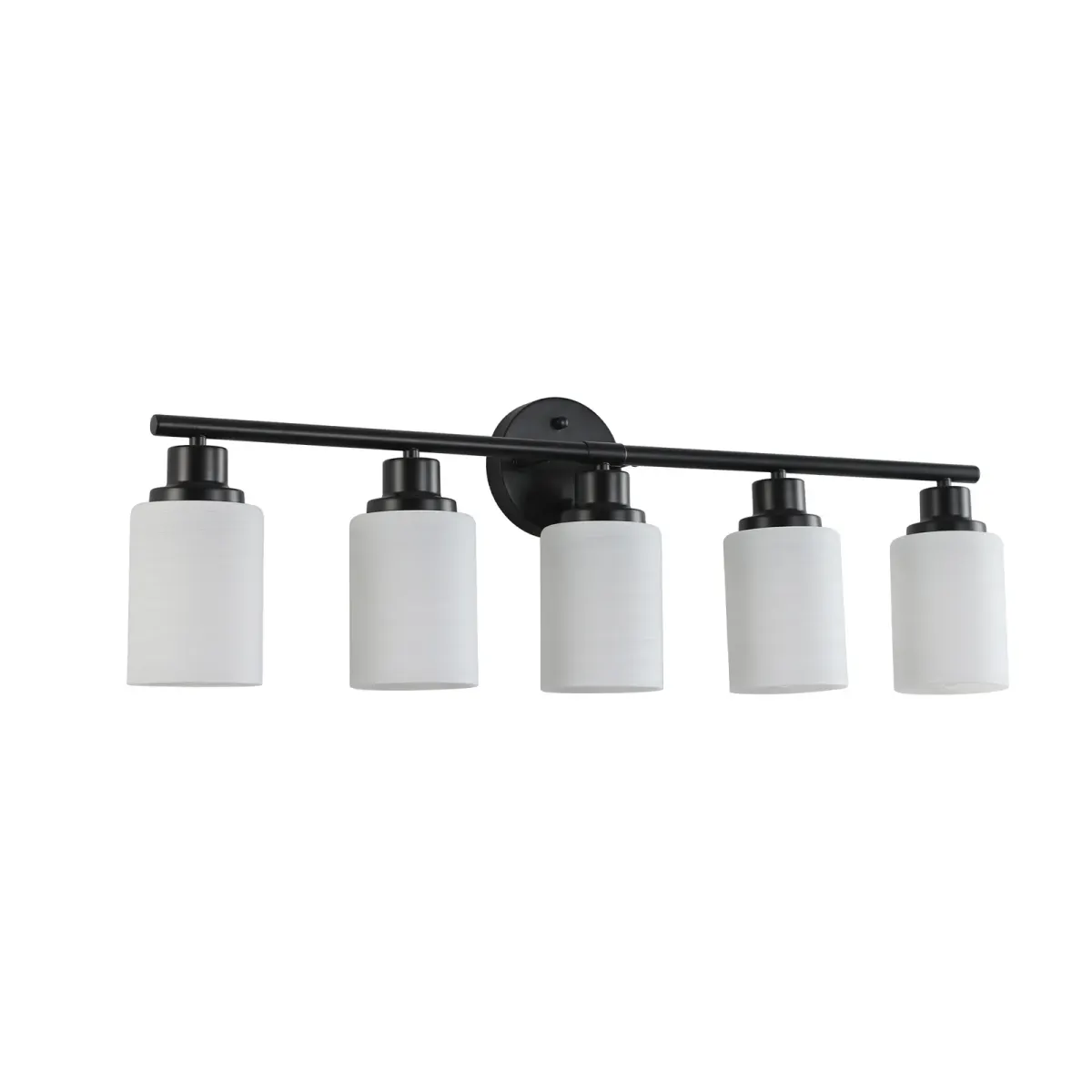 Frosted glass vanity sconce, black
