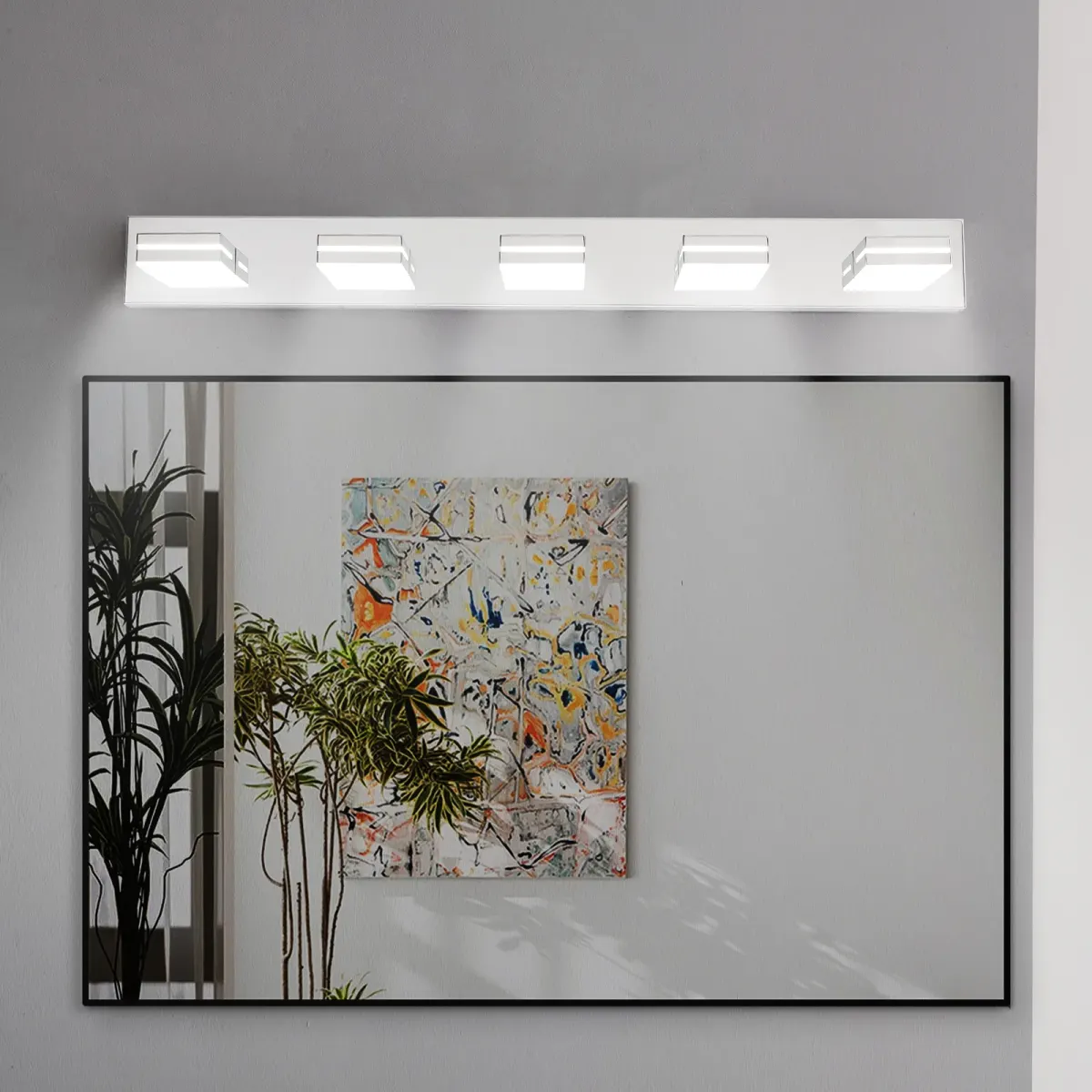 Minimalist LED vanity bar, 5 lights, chrome, view 5