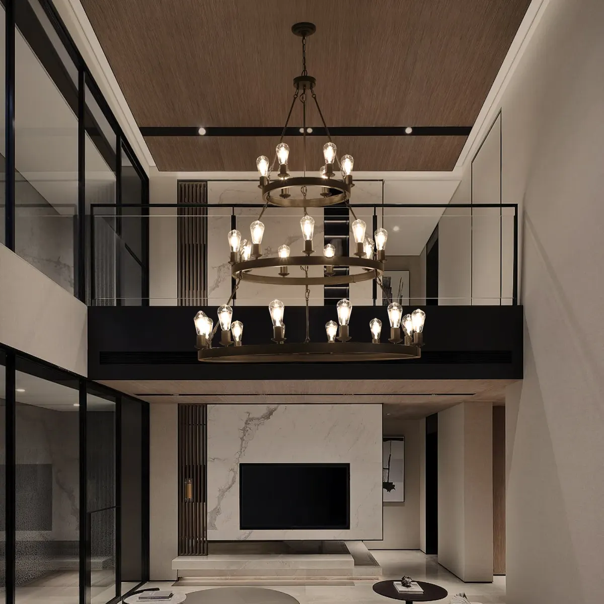 27-light pendant, black, black