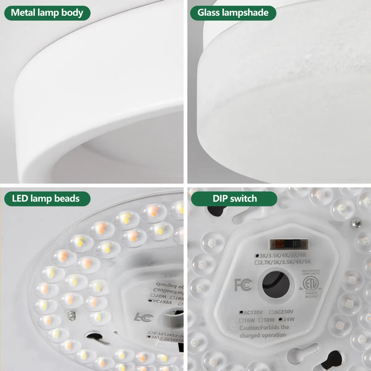 Low-profile LED flush mount, 11.4 in, white, view 6