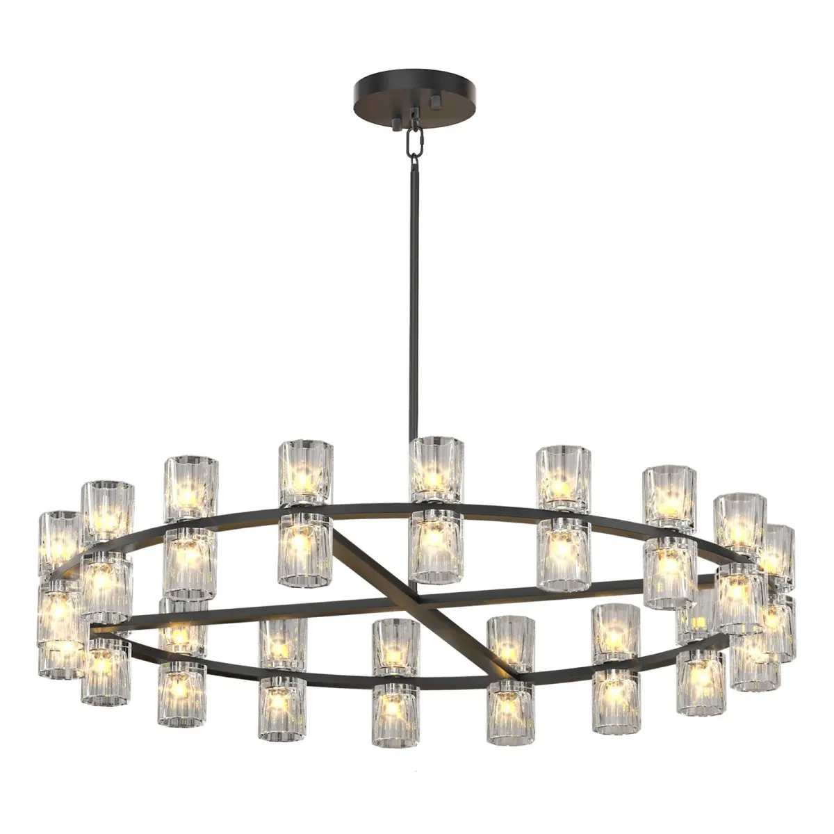 Crystal chandelier, 35.8 in, black, view 3