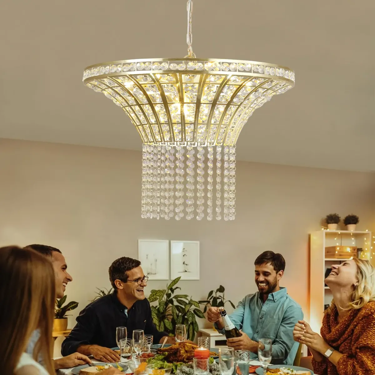 8-light crystal chandelier, 23.6 in, clear, view 7
