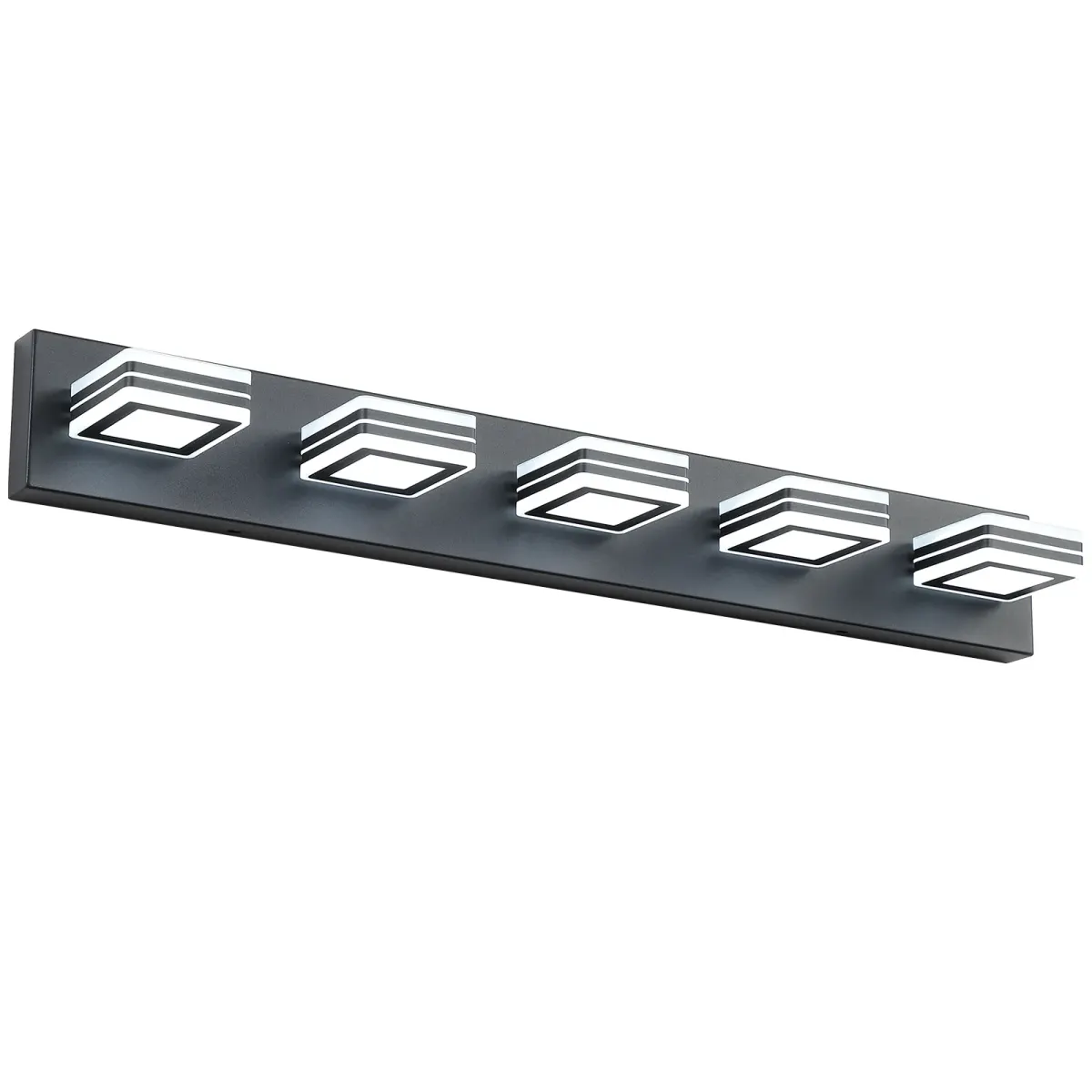 Square acrylic vanity bar, 5 lights, black, view 9