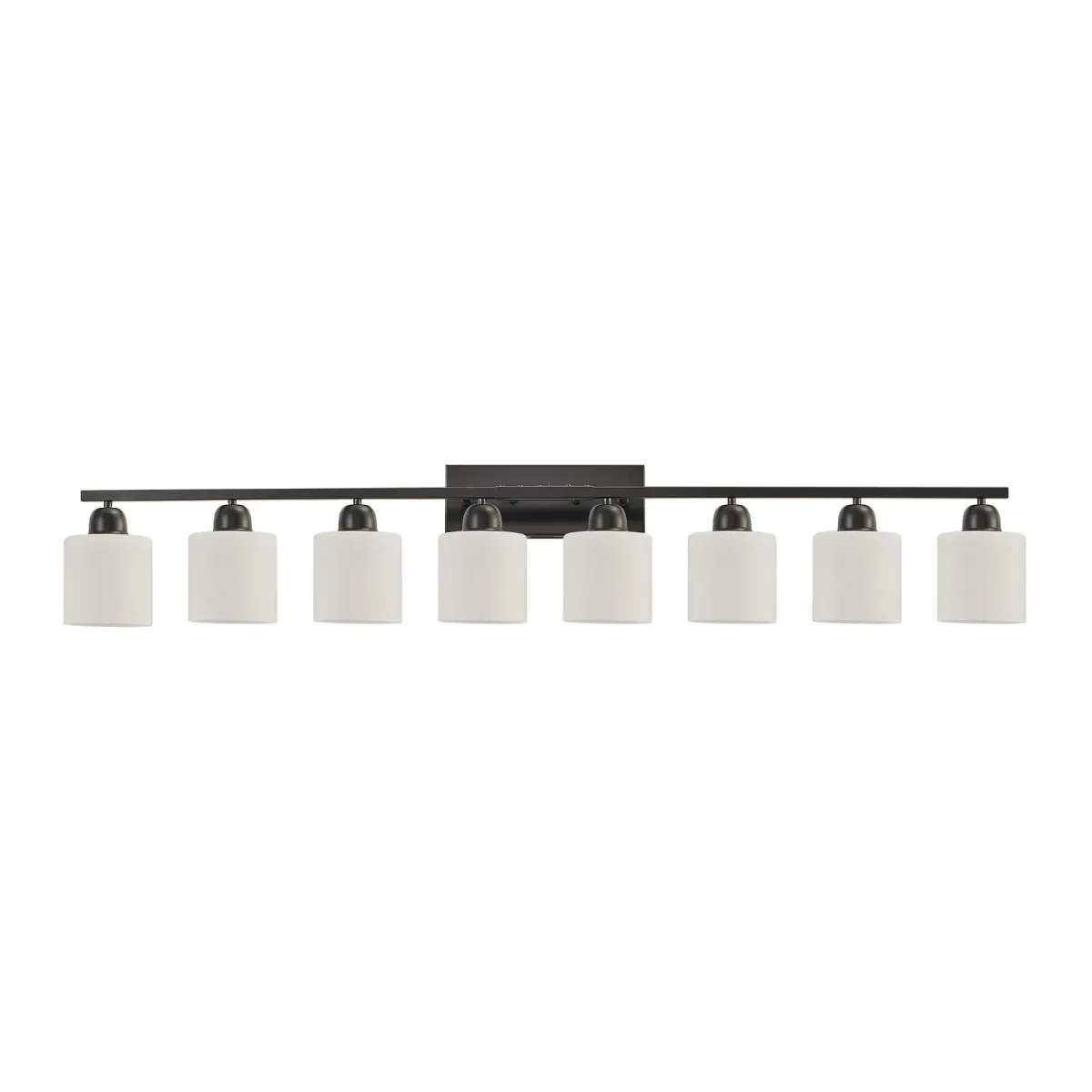 Frosted glass vanity bar, 8 lights, black, view 7