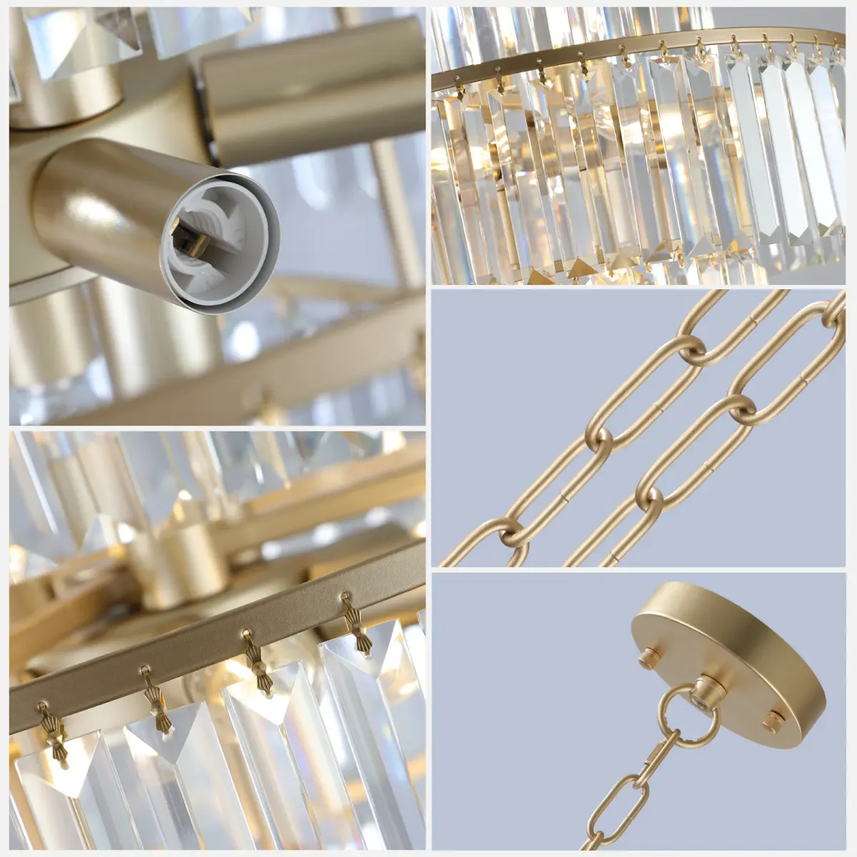 Crystal chandelier, 19.7 in, gold (L5023), view 5