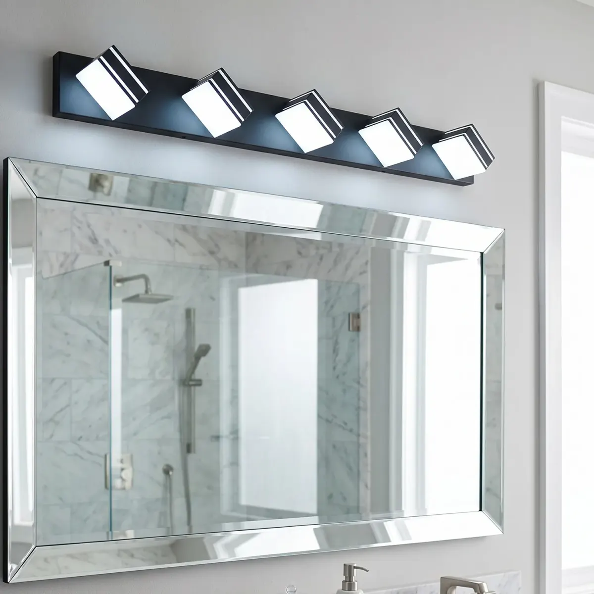Acrylic vanity bar, 3–6 lights, 23.6–47.2 in, 5 lights, black, view 3