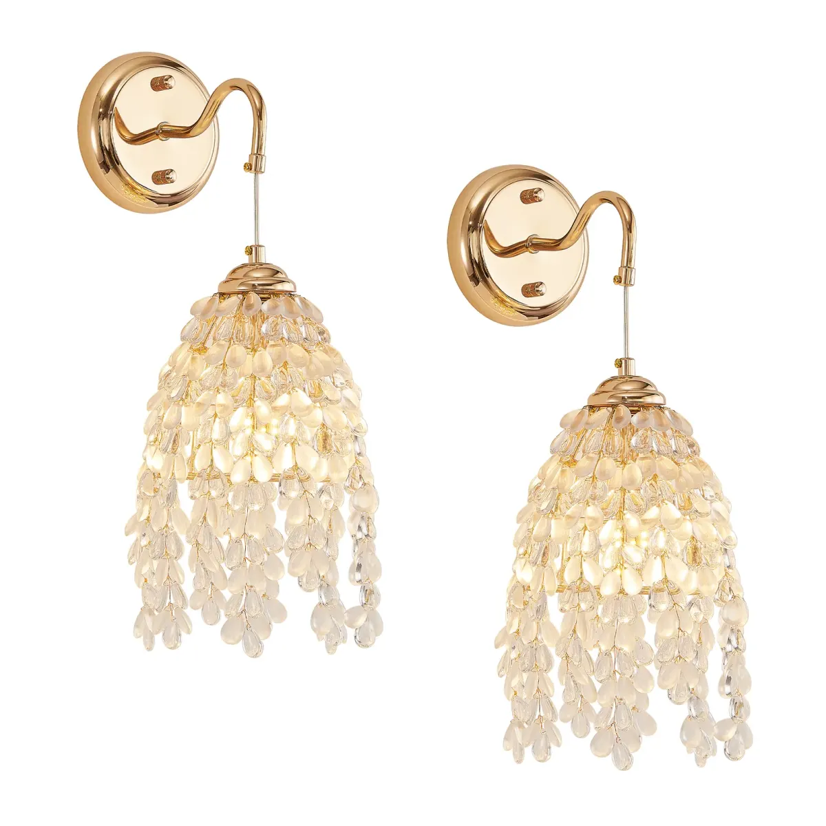 Crystal pendant, 8.7 in, gold, gold
