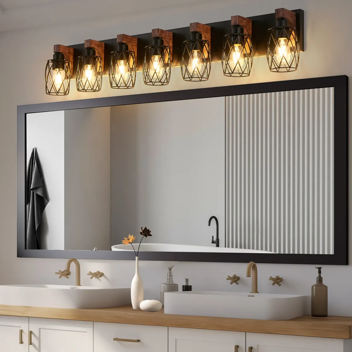 Cage wall sconce, 7 lights, walnut, view 4