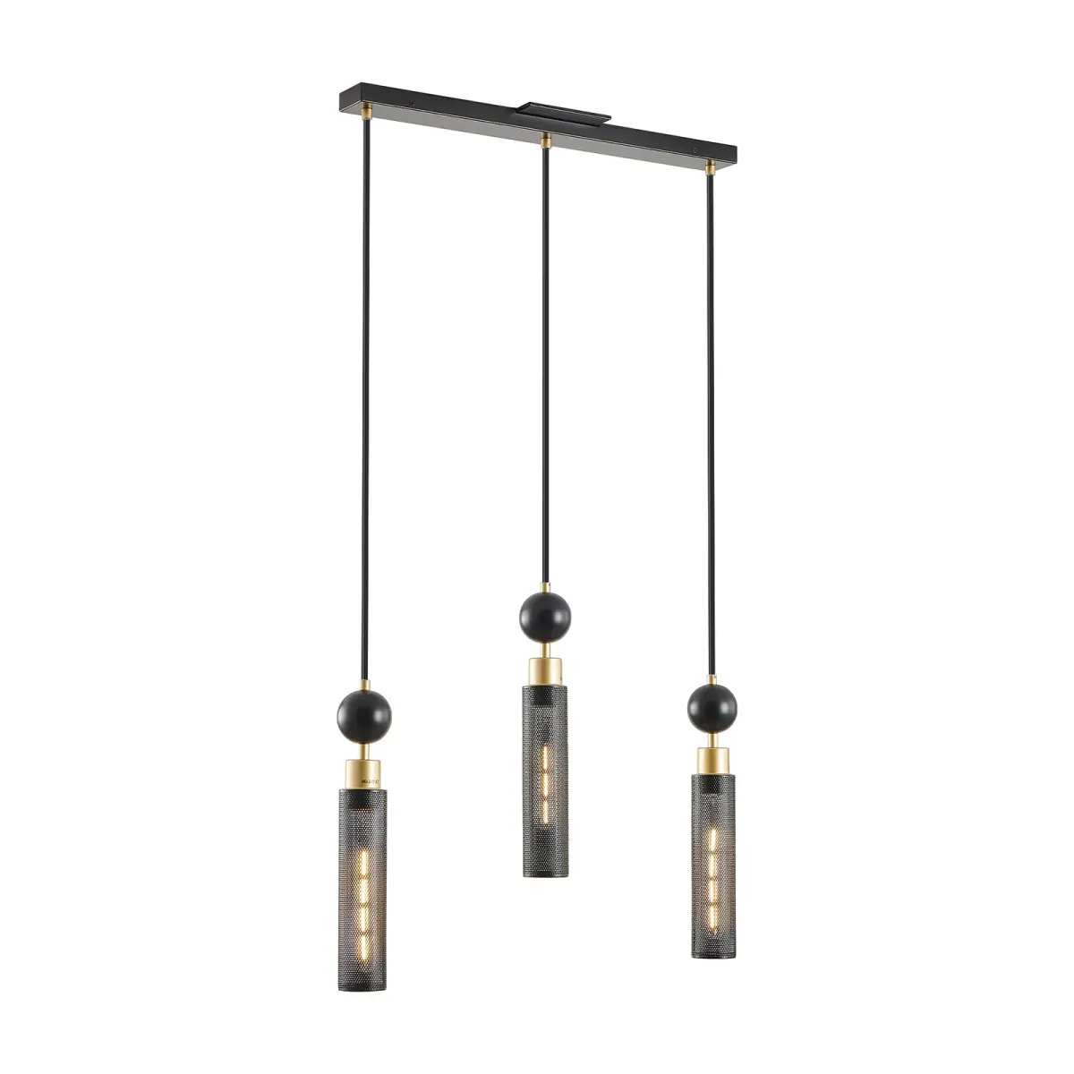 3-light chandelier, black, black