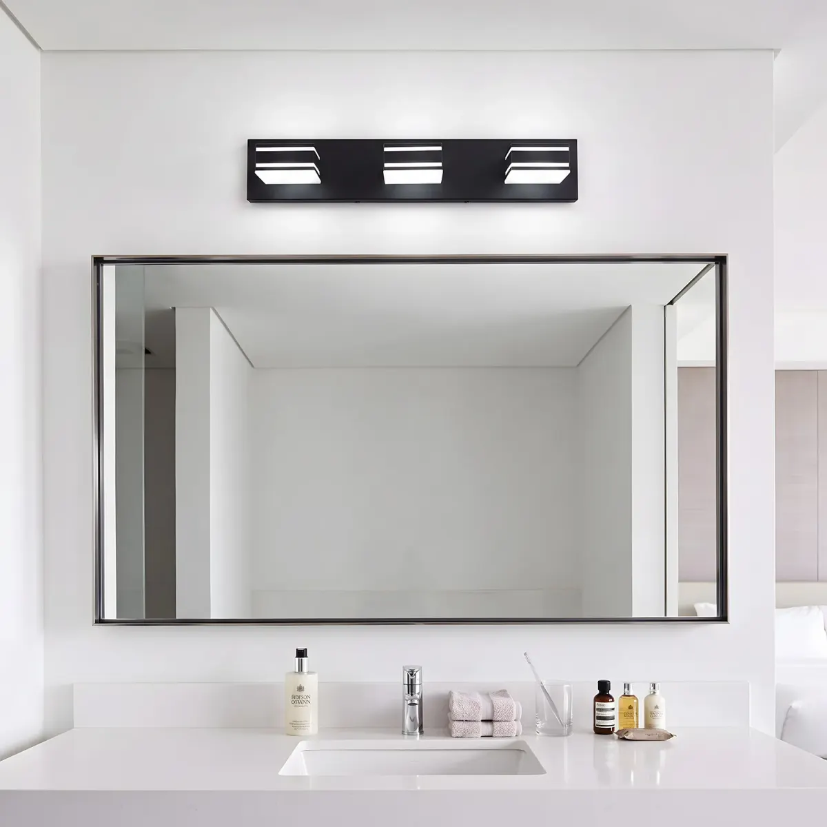 Acrylic vanity bar, 3–6 lights, 23.6–47.2 in, 3 lights, black, view 2