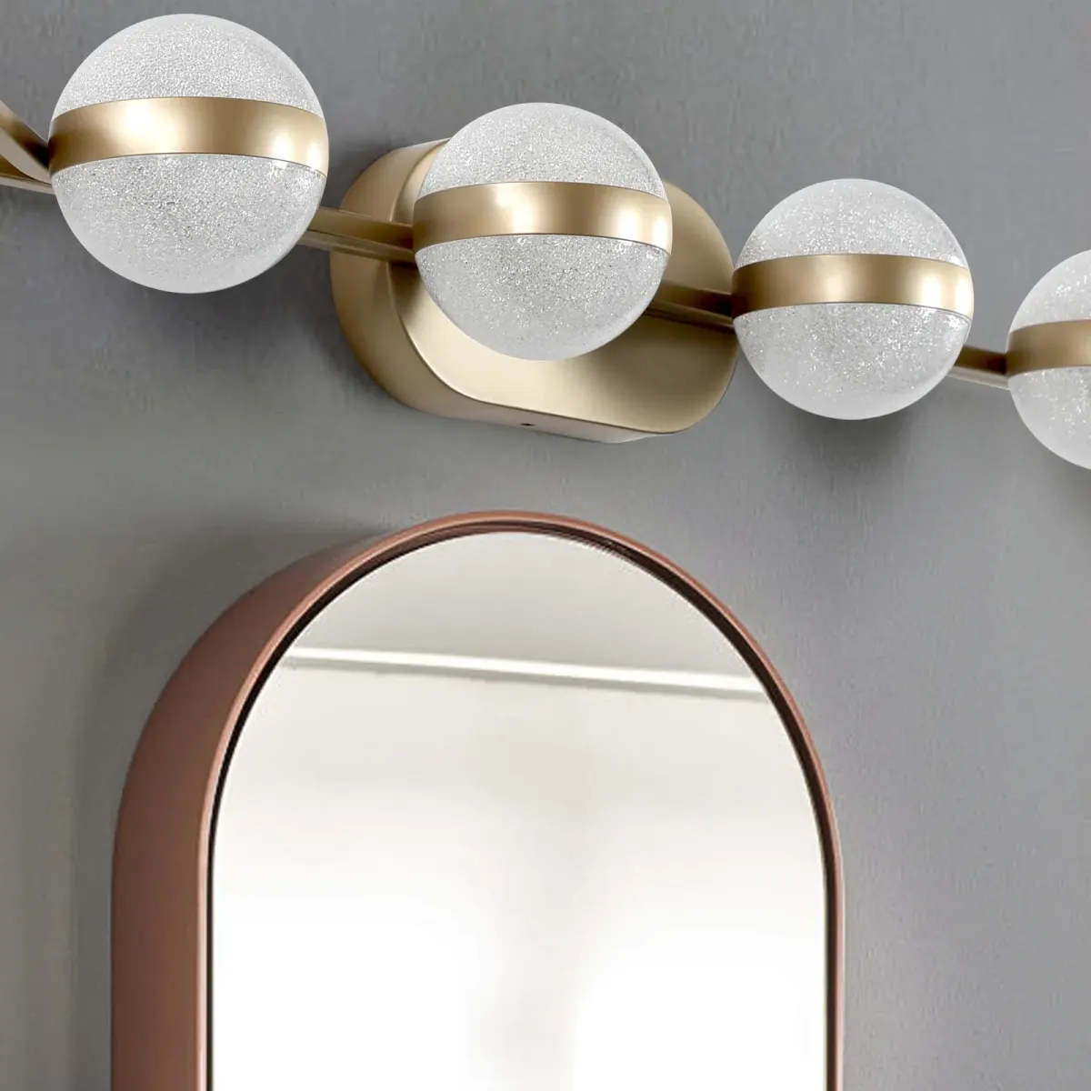 Acrylic crystal vanity bar, 6 lights, gold, view 4