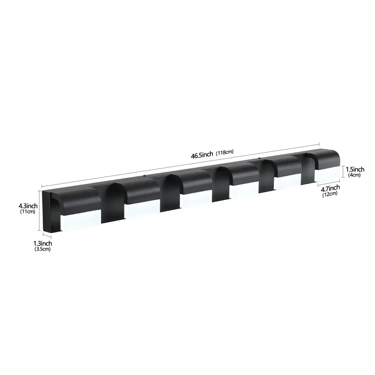 LED vanity bar, 6 lights, black, view 8