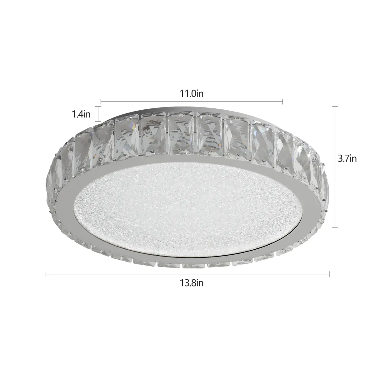Crystal flush mount, 13.8 in, chrome, dimension drawing 1